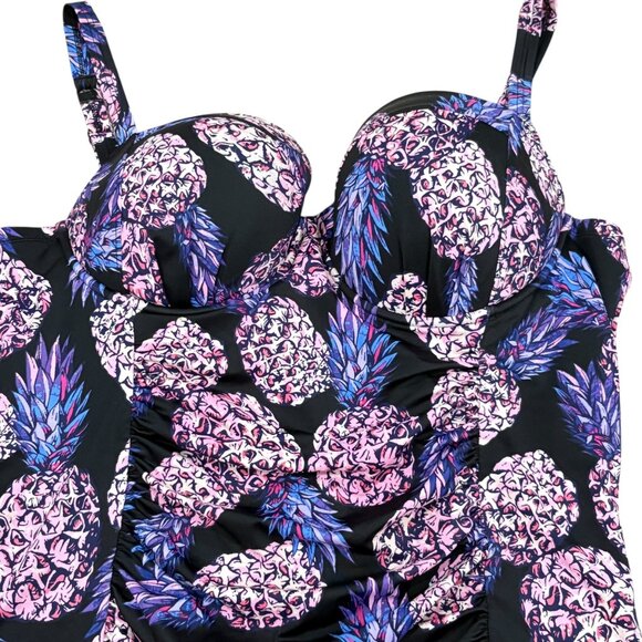 Torrid Womens Pineapple Lilac Purple Print One-Piece Swimsuit 3S - Picture 2 of 5